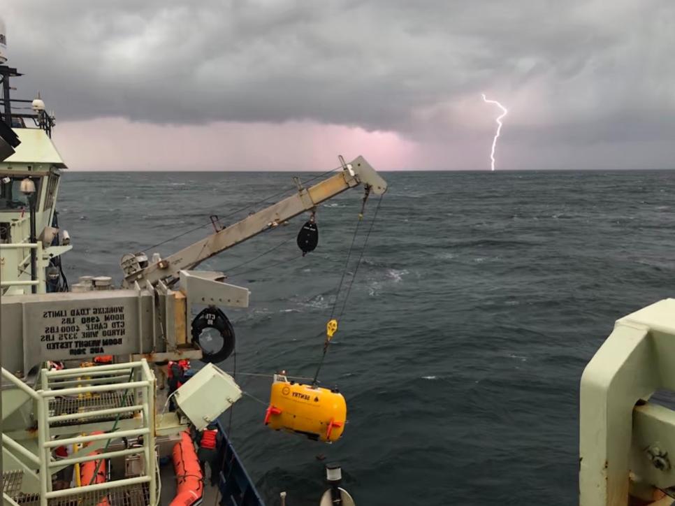 Photo of AUV Sentry deployment